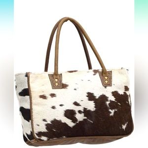 Myra Bag - Genuine Leather with Animal Print Tote